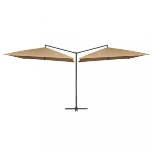 Dvojitý slnečník 485 x 250 cm Dekorhome Šedohnědá taupe