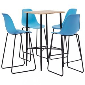 Barový set 5ks plast / dub Dekorhome Modrá