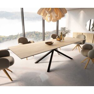 Jedálenský stôl Edge 300x100 keramický Laminam® Sabbia krížová podnož