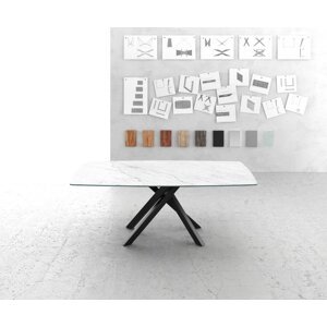 Jedálenský stôl Hrana zaoblená 200x100cm Laminam® keramika biela