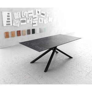 Jedálenský stôl Edge 200x100cm Laminam® keramický sivý krížová podnož