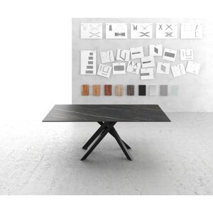 Jedálenský stôl Edge 200x100cm Laminam® keramika hnedá krížová podnož