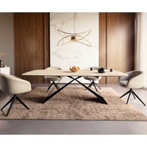 Jedálenský stôl Edge oválny 240x120 keramický travertín prírodný