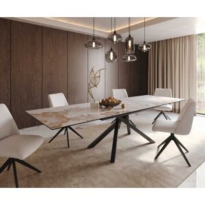 Jedálenský stôl Edge 200-300x100 keramický minas melange bielo-béžový