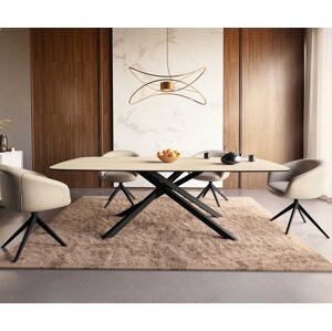 Jedálenský stôl Edge oválny 240x120 keramický travertín prírodný