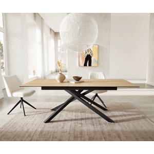 Jedálenský stôl Edge 180-220x100 keramický Laminam® Sabbia krížová