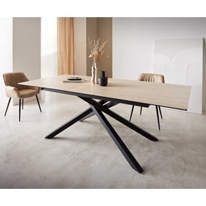 Jedálenský stôl Edge 180-220x100 keramický travertín prírodný krížový