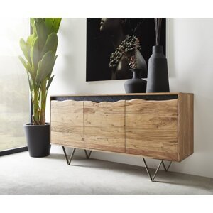 Komoda Stonegrace 147x45 cm prírodná akácia 3 dvierka nepravidelný