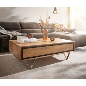 Konferenčný stolík Stonegrace 115x60x40 cm prírodná akácia 2 zásuvky