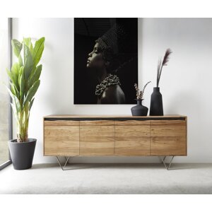 Komoda Stonegrace 200x45 cm prírodná akácia 4 dvierka nepravidelný
