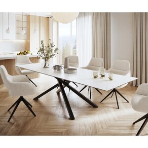 Jedálenský stôl Edge 300x100cm Laminam® keramika biela krížová podnož