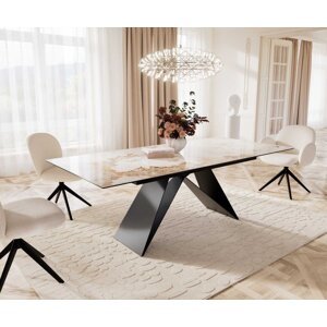 Jedálenský stôl Edge 180-220x100 keramický Minas Melange biely