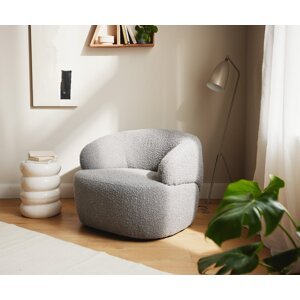 Kreslo Nova 88x88 cm bouclé strieborná sivá