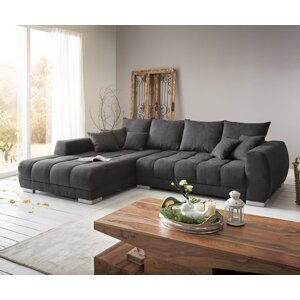 Sedací souprava Josea 300x220 cm Mikrovlákno Černá Recamiere Levá