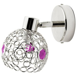 Nástenná lampa chróm + fialová bodová lampa Aron