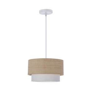 Závesná lampa Ritana biela 1x60 E27 tienidlo béžovo-biela