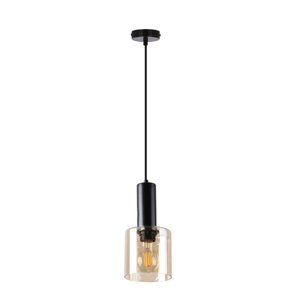 Závesná lampa Isar čierna 1x40 E27 jantárové tienidlo