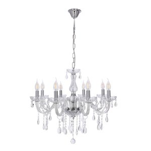 Závesná lampa Cristallo chróm 8x40W E14 priehľadná