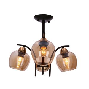 Závesná lampa MERRA čierna 3x40W E27 jantárové tienidlo