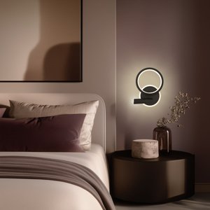 Nástenná lampa MONET kruhová čierna 18W LED 3000K biele tienidlo