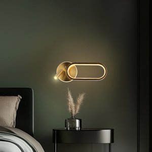 Nástenná lampa MONET oválna zlatá 13W LED 3000K, 4000K, biele tienidlo 6000K