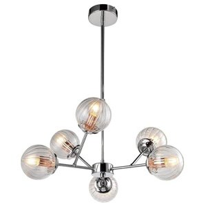 Závesná lampa s chrómovými sklenenými tienidlami 6x40W