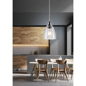 Závesná lampa chrómová so skleneným tienidlom Voice
