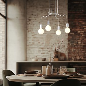 Závesná stropná lampa, matná biela, 4x40W, Basso