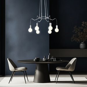 Závesná stropná lampa, matná biela, 6x40W, Basso