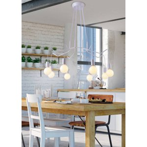 Závesná stropná lampa, matná biela, 8x40W, Basso