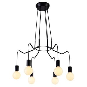 Závesná stropná lampa matná čierna 6x40W Basso