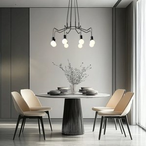 Závesná stropná lampa, matná čierna, 8x40W, Basso