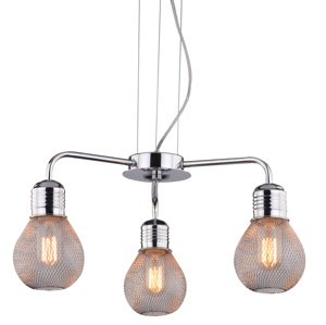 Závesná lampa s chrómovým drôteným tienidlom 3x60W, nastaviteľná Gliva