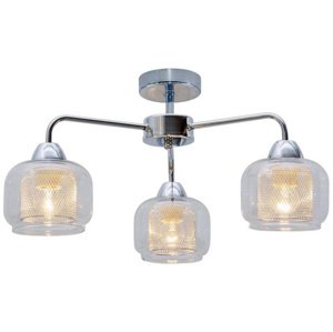 Chrómová stropná lampa, sklenené tienidlo, 3x40W, Ray