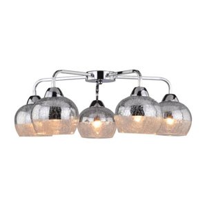 Stropné zrkadlové svietidlo, tepané sklo, chróm, 5x60W, Cromina