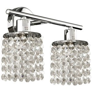 Dvojitá chrómová nástenná lampa s bielymi kryštálmi Royal