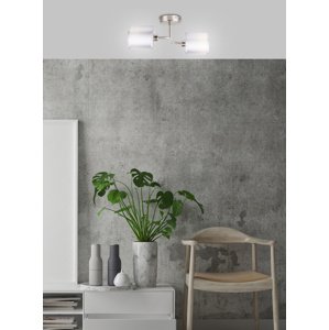 Dvojitá nástenná lampa, saténovo-niklové tkané tienidlo, 2x40W, Saxofón