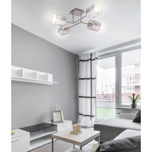 Stropná lampa saténovo-niklové tkané tienidlo 4x40W Sax