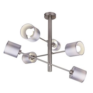 Závesná stropná lampa v saténovo-niklovom prevedení, 6x40W, Sax