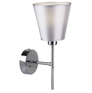 Chrómová nástenná lampa s kužeľovým tienidlom z látky E14 Vox