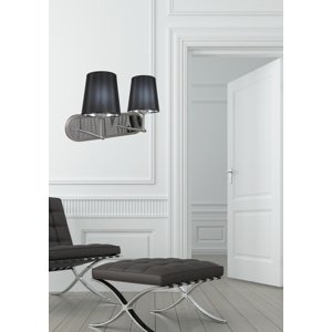 Dvojitá saténová nástenná lampa + čierne tienidlo 2x60W Milonga