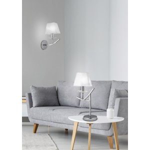 Chrómová nástenná lampa / biele organzové tienidlo 40W E14 Valencia