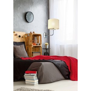 Chrómová nástenná lampa, tkané tienidlo, E14, 40W, žiarovka Estera