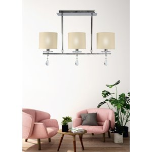 Chrómová stropná lampa 3x40W, látkové tienidlo Estera