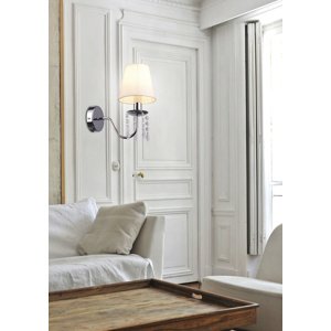 Chrómová nástenná lampa/béžové tienidlo s kryštálmi 40W Ruti