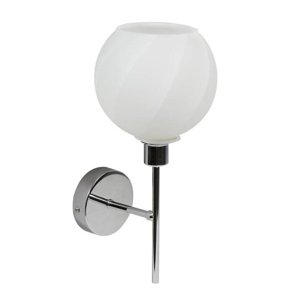 Nástenná lampa Raul chrómová s bielym skleneným tienidlom