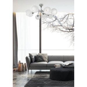 Chrómová stropná lampa, biele tienidlo, 8x40W Raul