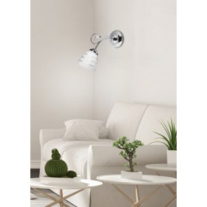 Chrómová nástenná lampa s krištáľovo bielym tienidlom Simpli