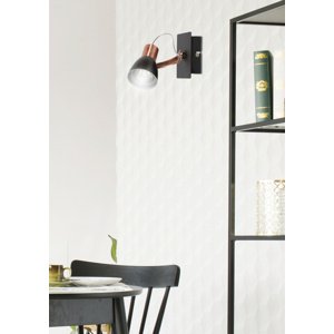 Nástenná lampa 1X50W GU10 čierna/medená BEZ ŽIAROVKY Markus