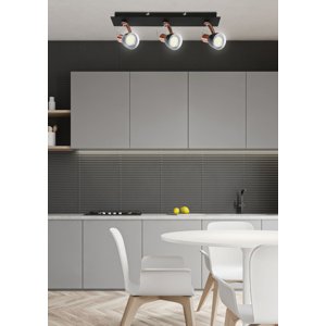 Nástenná svietiaca páska 3X50W GU10 čierna/medená MARKUS
